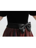 Black And Burgundy Velvet Tulle Ankle Length Flower Girl Dress